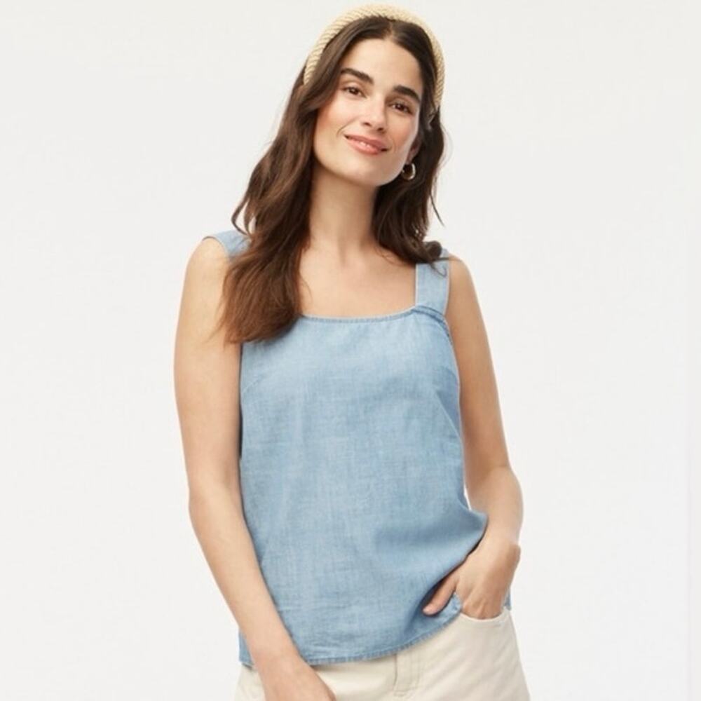 NWT J.Crew Chambray Squareneck Tank Top Size 2X